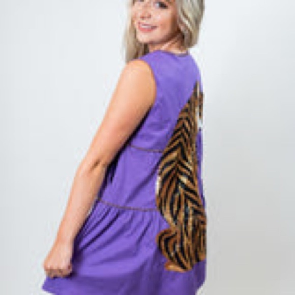 Queen of Sparkles NWT Tiger Back Dress Size XL Dark Purple